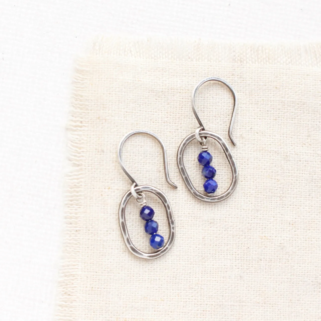 Stacked Lapis Mini Hoop Earrings