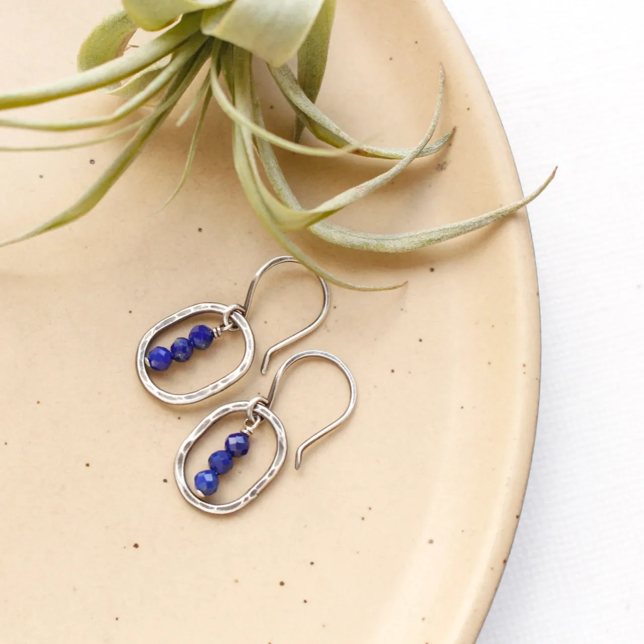 Stacked Lapis Mini Hoop Earrings