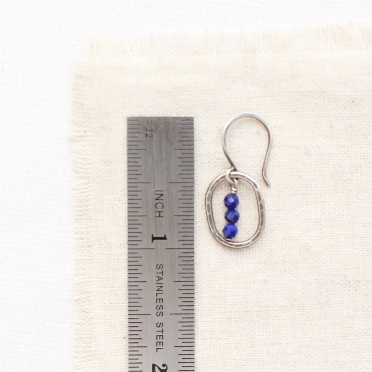 Stacked Lapis Mini Hoop Earrings