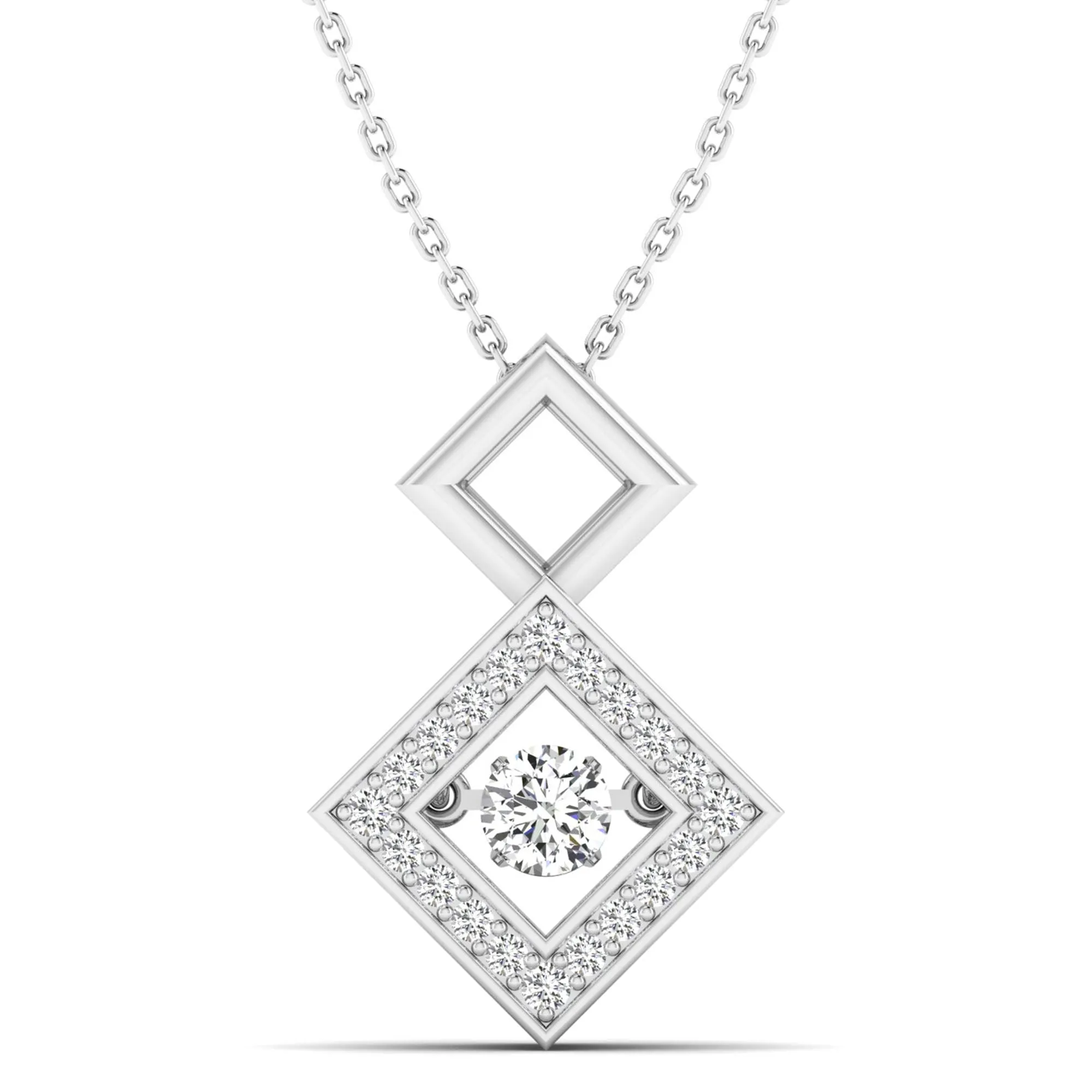 Stacked Prism Dancing Diamond Pendant