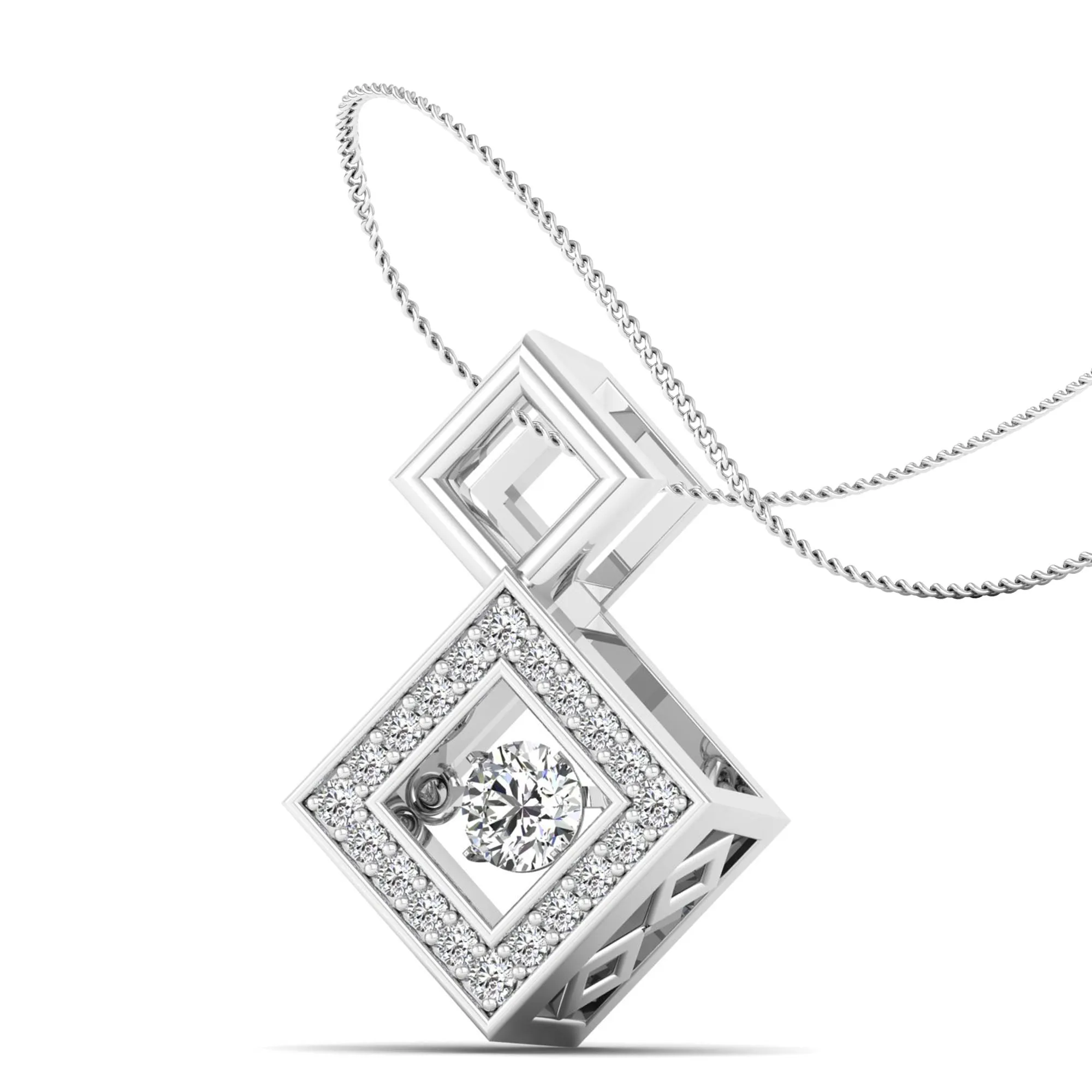 Stacked Prism Dancing Diamond Pendant