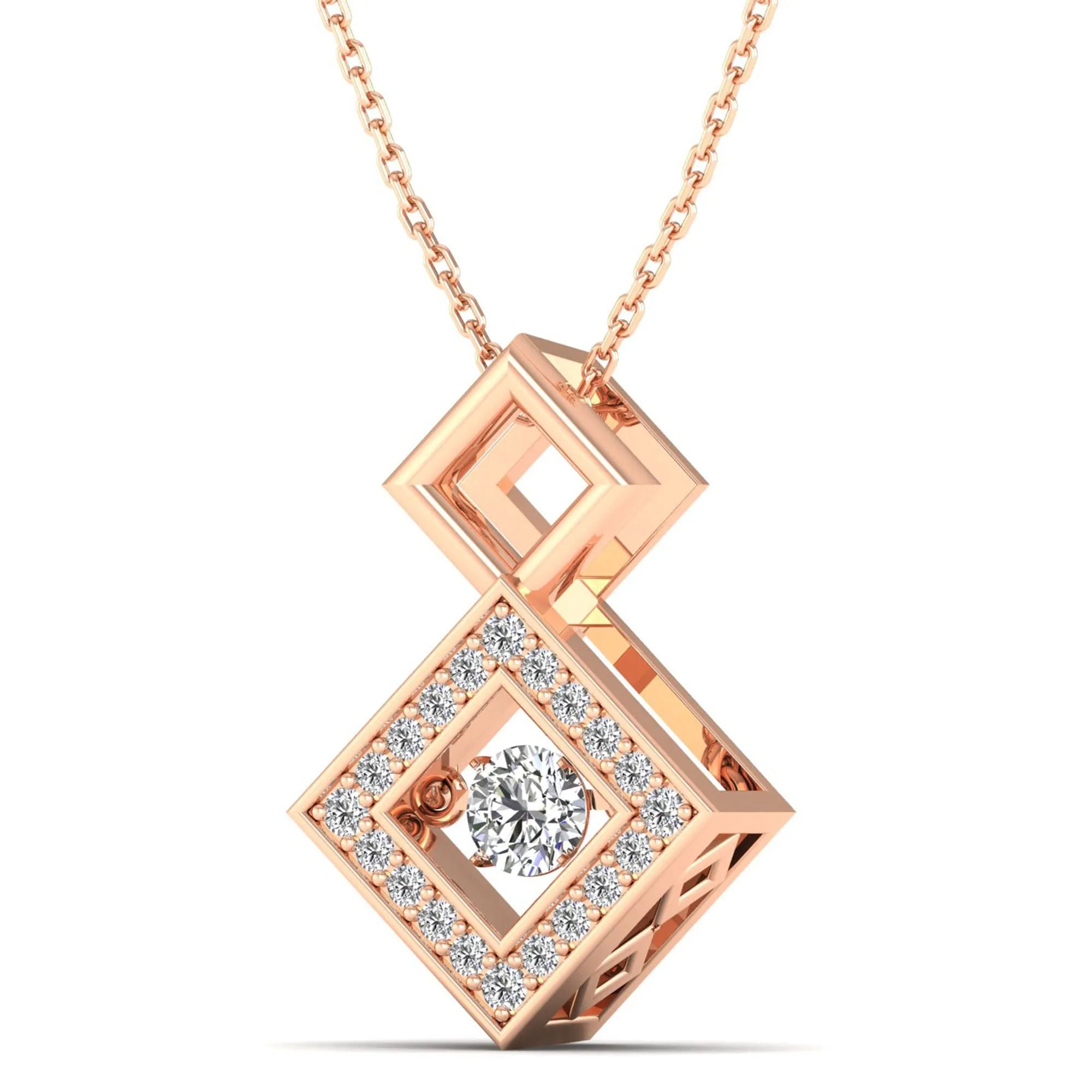 Stacked Prism Dancing Diamond Pendant