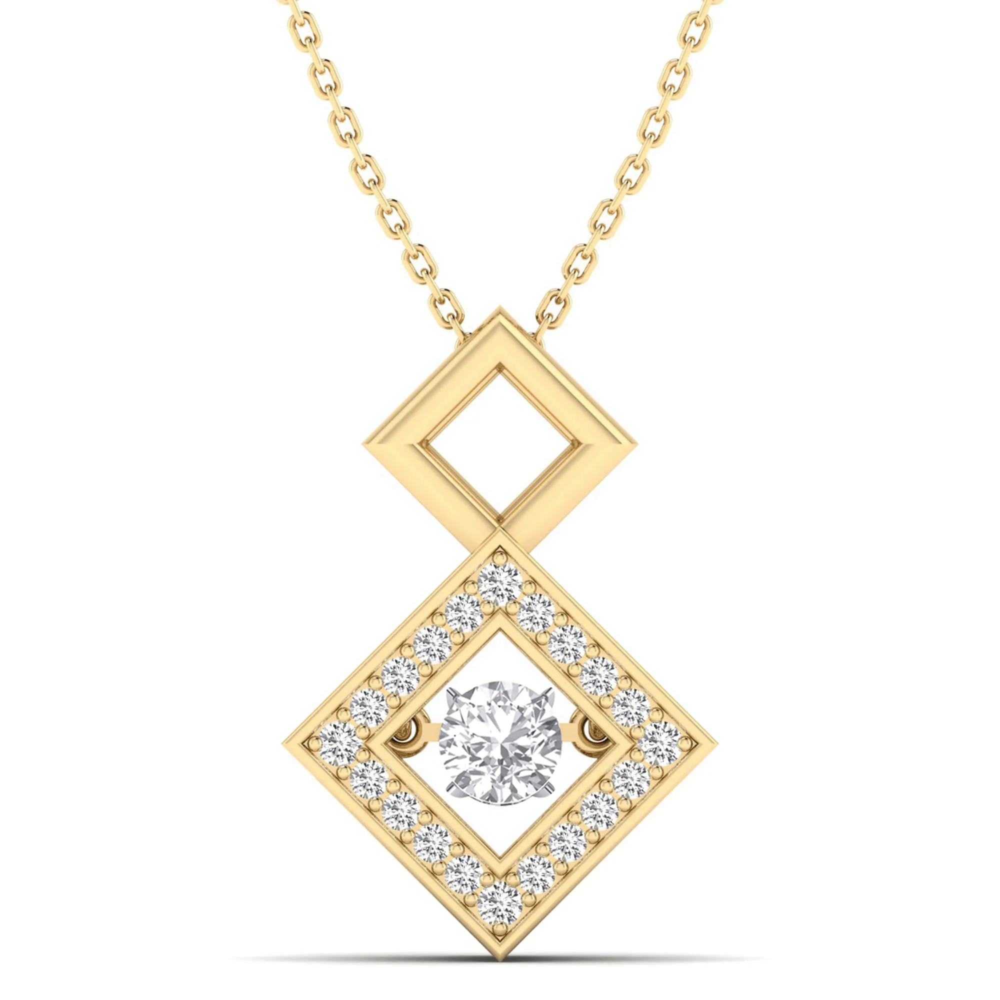 Stacked Prism Dancing Diamond Pendant