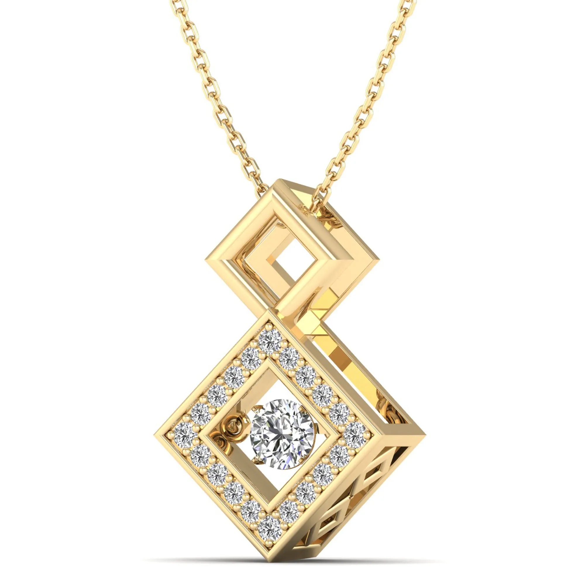 Stacked Prism Dancing Diamond Pendant