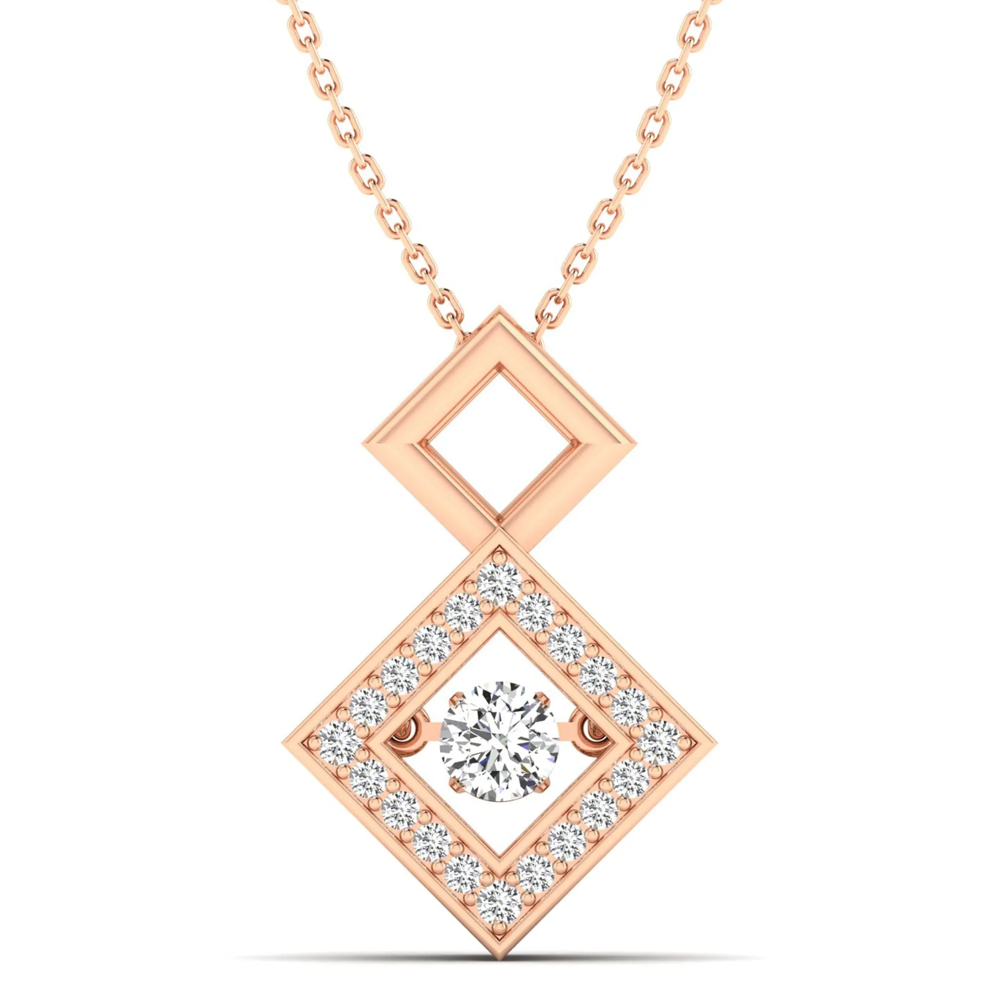Stacked Prism Dancing Diamond Pendant