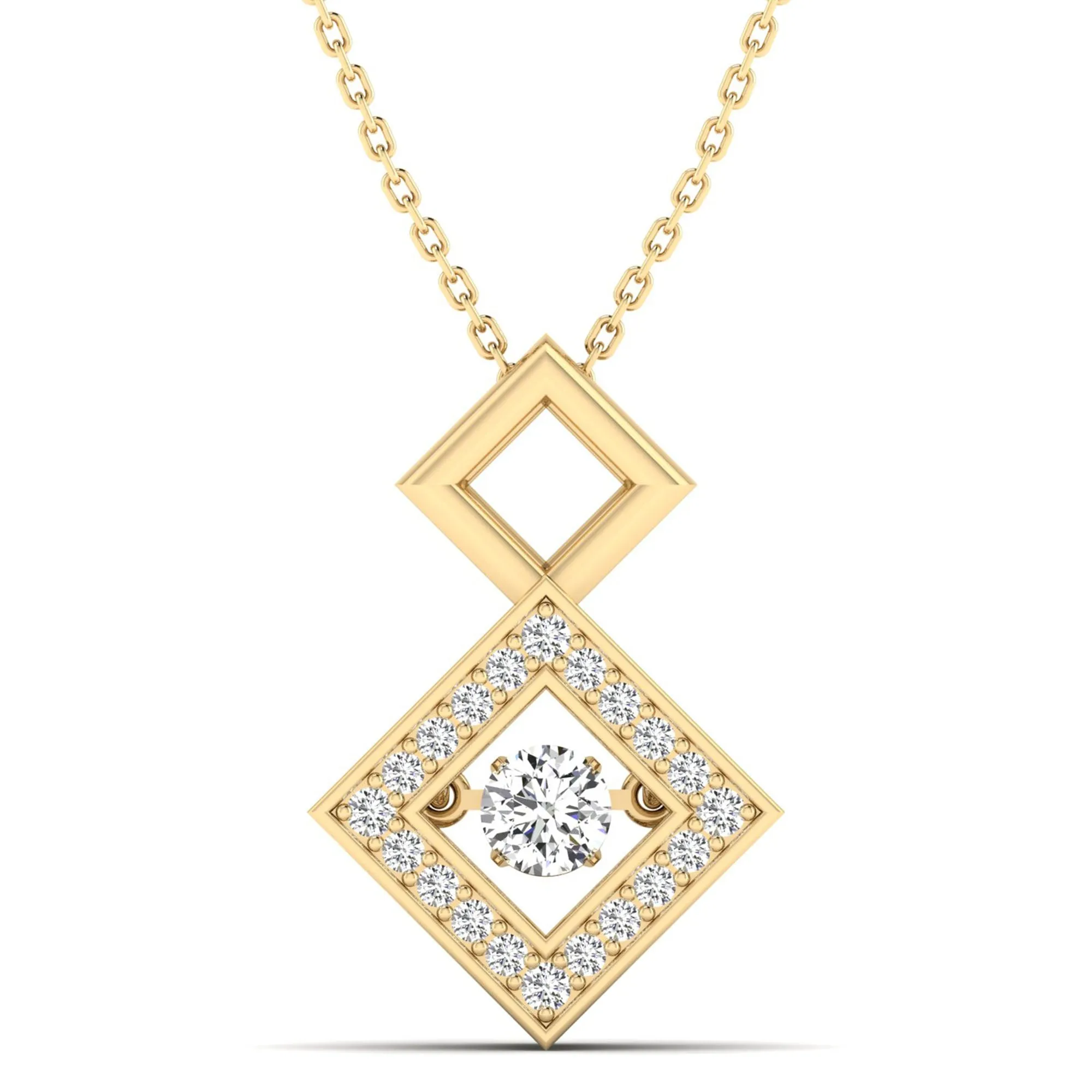 Stacked Prism Dancing Diamond Pendant
