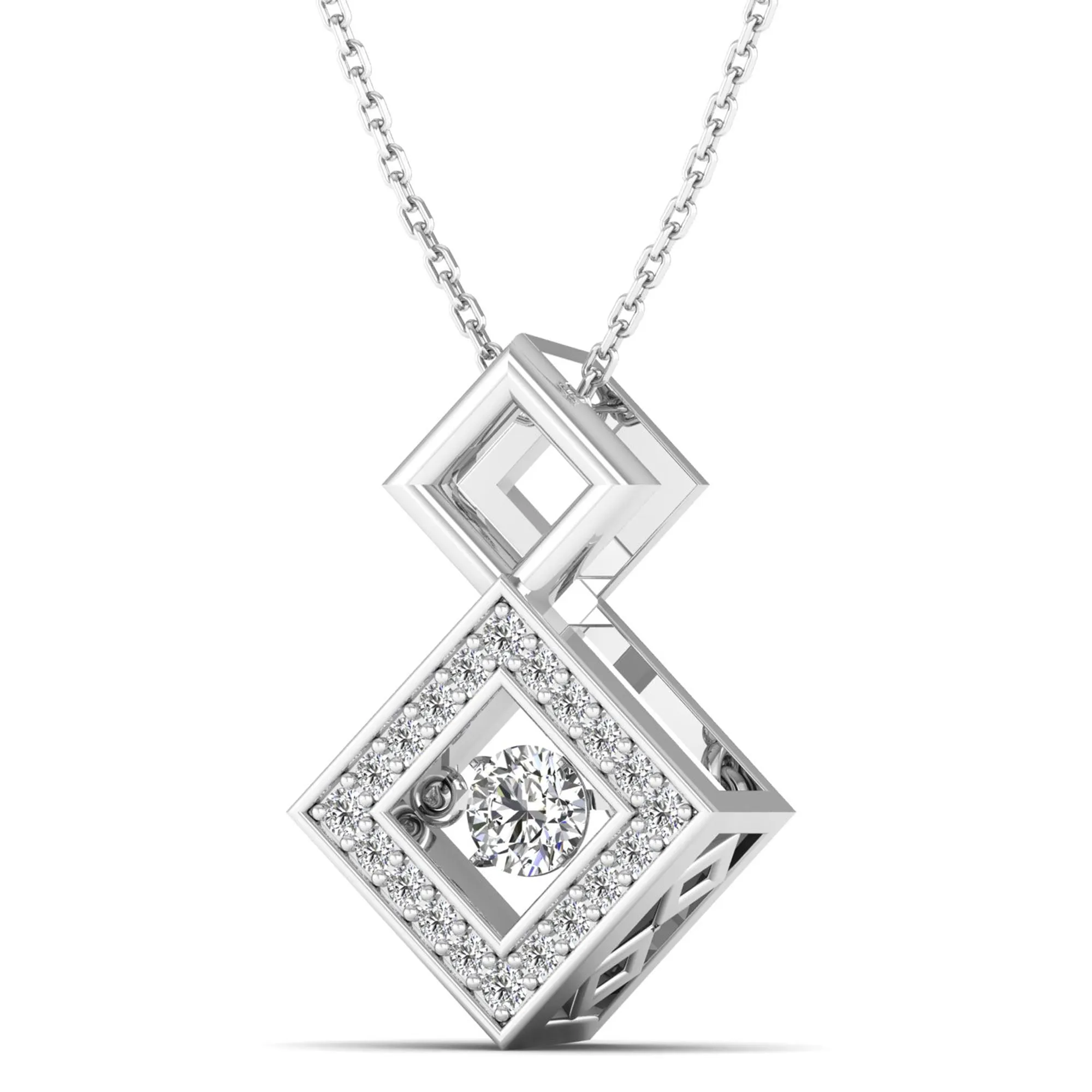 Stacked Prism Dancing Diamond Pendant