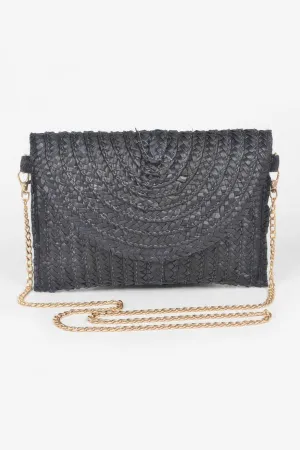 Straw Pom Pom Flap Bag