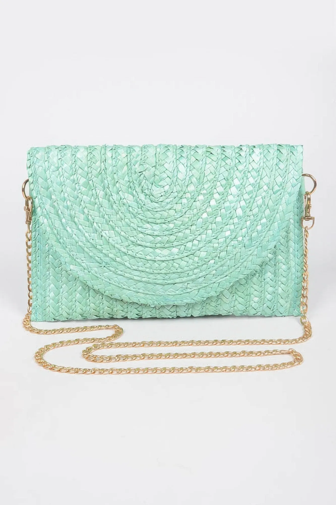 Straw Pom Pom Flap Bag