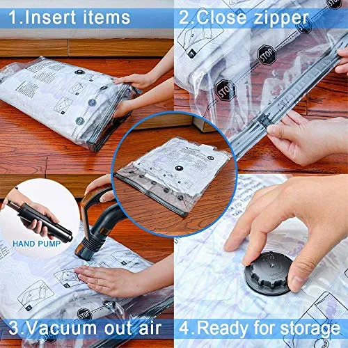SUOCO Vacuum Storage Bags 8 Pack (Jumbo), Space Saver Compression Bags with Travel Hand Pump