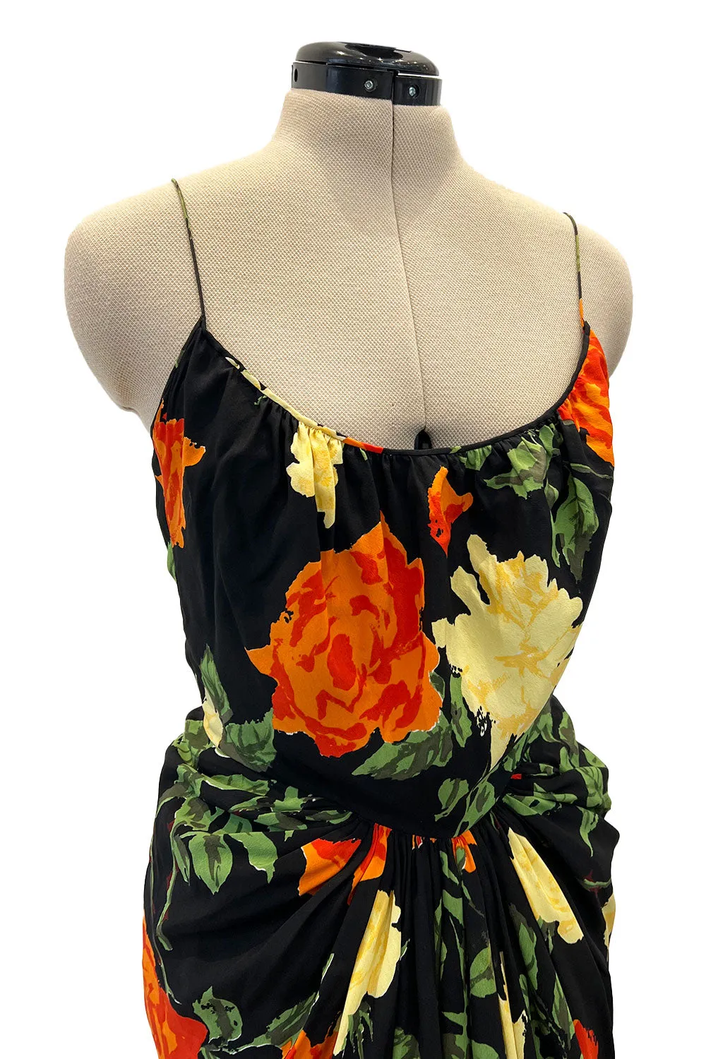 Superb 1957 James Galanos Oversized Floral Print Silk Dress w Matching Jacket