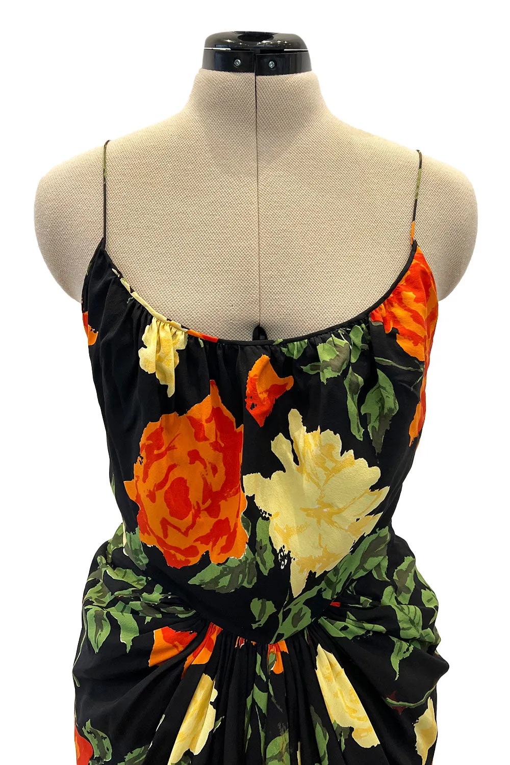 Superb 1957 James Galanos Oversized Floral Print Silk Dress w Matching Jacket