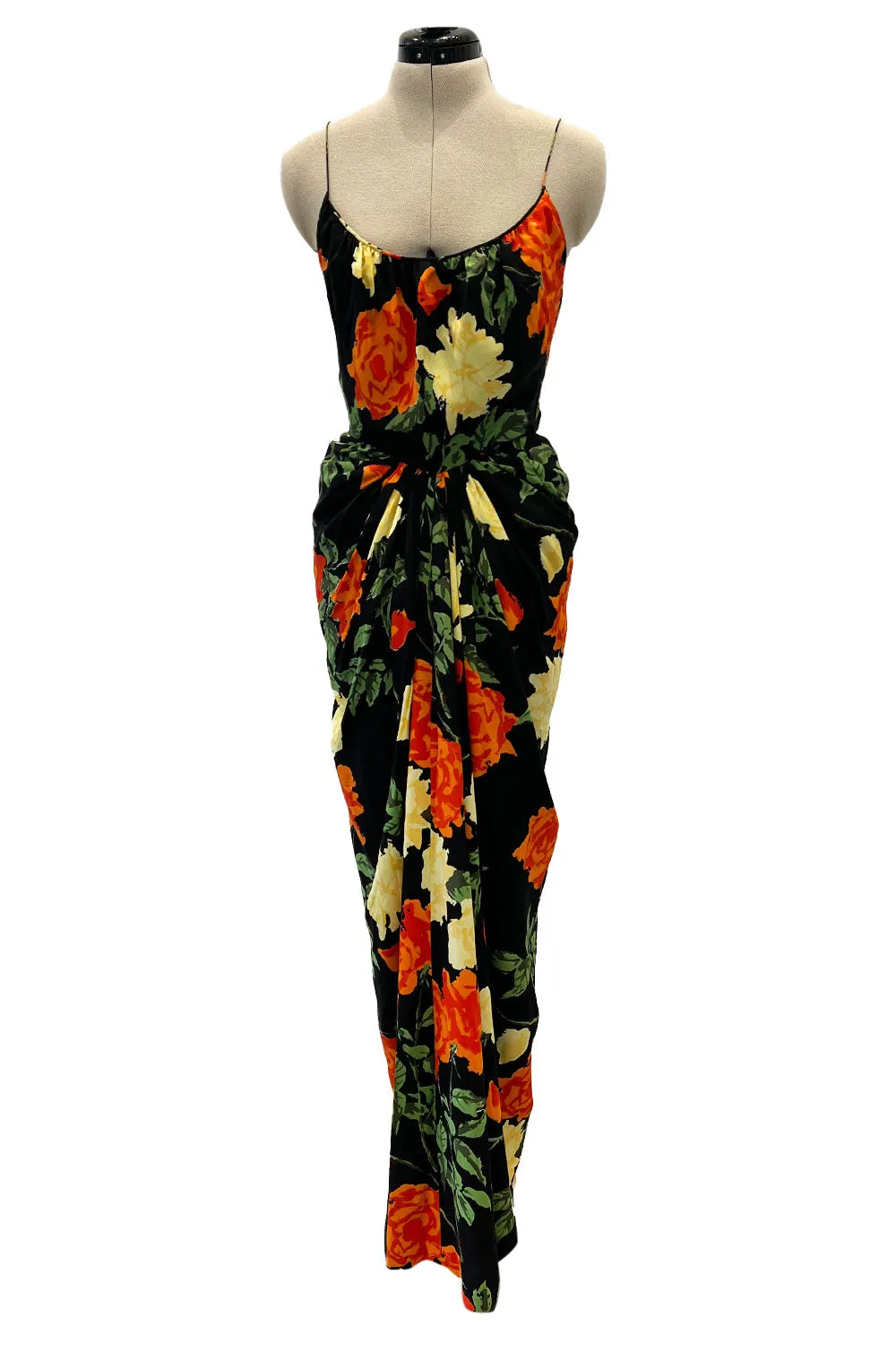 Superb 1957 James Galanos Oversized Floral Print Silk Dress w Matching Jacket