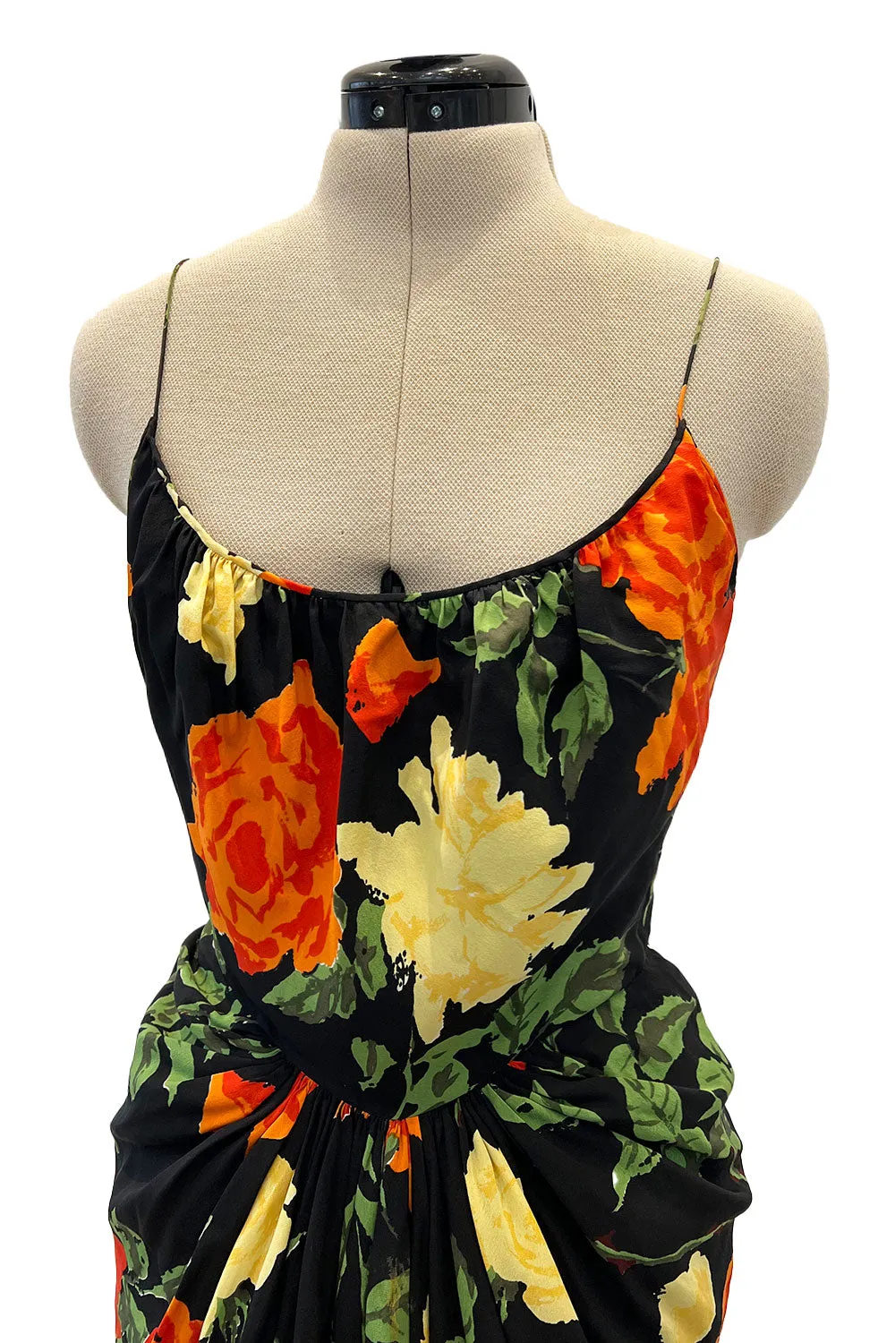 Superb 1957 James Galanos Oversized Floral Print Silk Dress w Matching Jacket