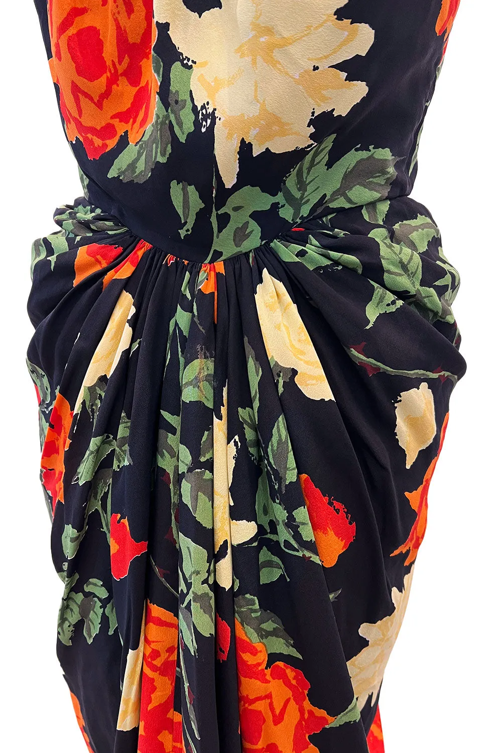 Superb 1957 James Galanos Oversized Floral Print Silk Dress w Matching Jacket
