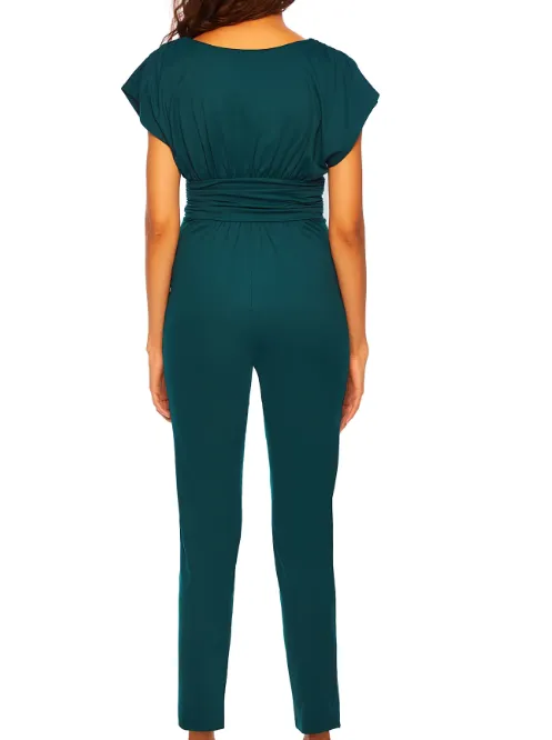 Susana Monaco Gathered V Jumpsuit 30" inseam - Pine Needle