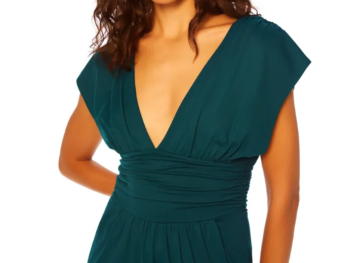 Susana Monaco Gathered V Jumpsuit 30" inseam - Pine Needle