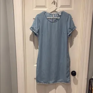 Tommy Bahama Blue Mini Sheath Dress with Ruffled Cuffed Sleeves