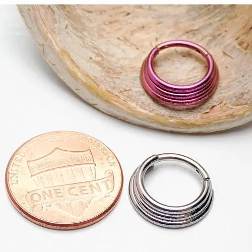 Triple-Stacked Hinged Clicker Ring Implant Titanium 16g
