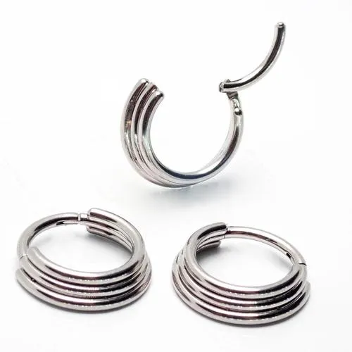 Triple-Stacked Hinged Clicker Ring Implant Titanium 16g