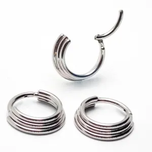 Triple-Stacked Hinged Clicker Ring Implant Titanium 16g
