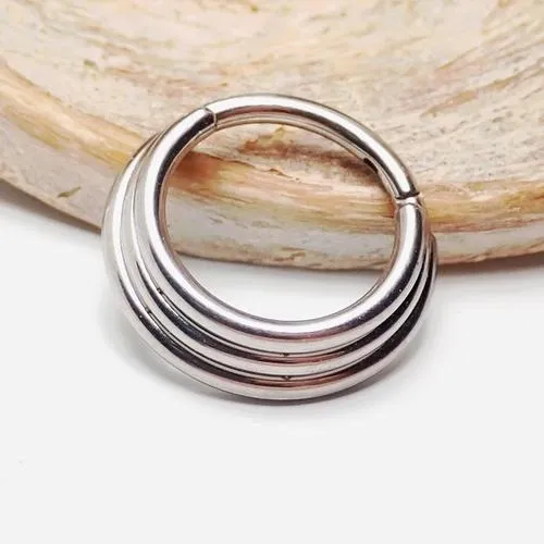 Triple-Stacked Hinged Clicker Ring Implant Titanium 16g