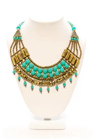 Turquoise & Gold Traditional Statement Necklace