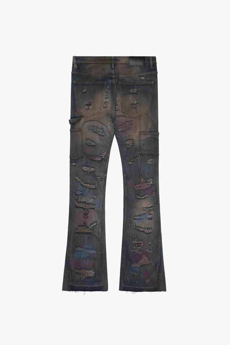 Valabasas ZERO DARK GREY WASH STACKED FLARE JEAN (Dark Grey Wash)