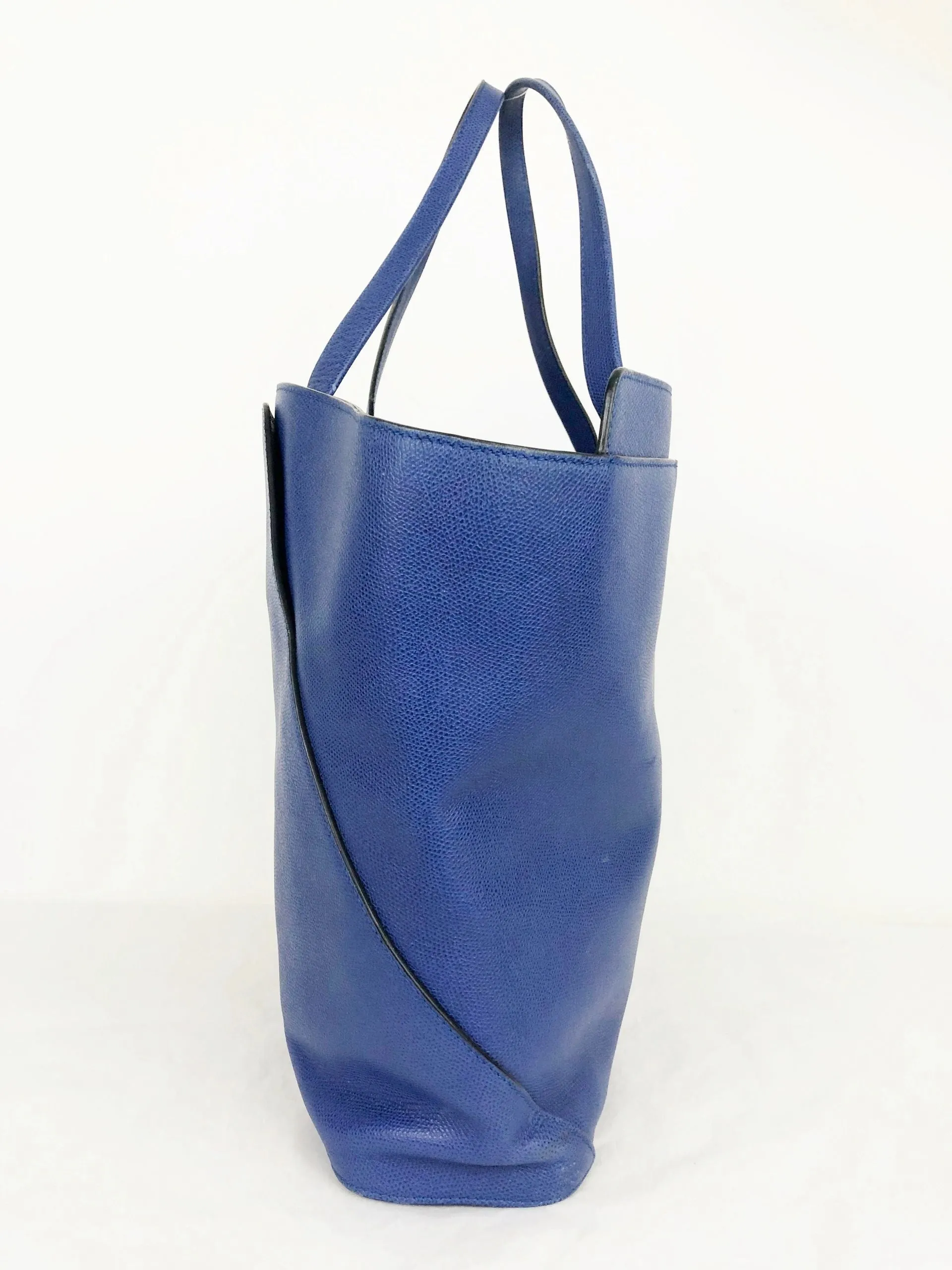 Valextra Blue Leather Tote