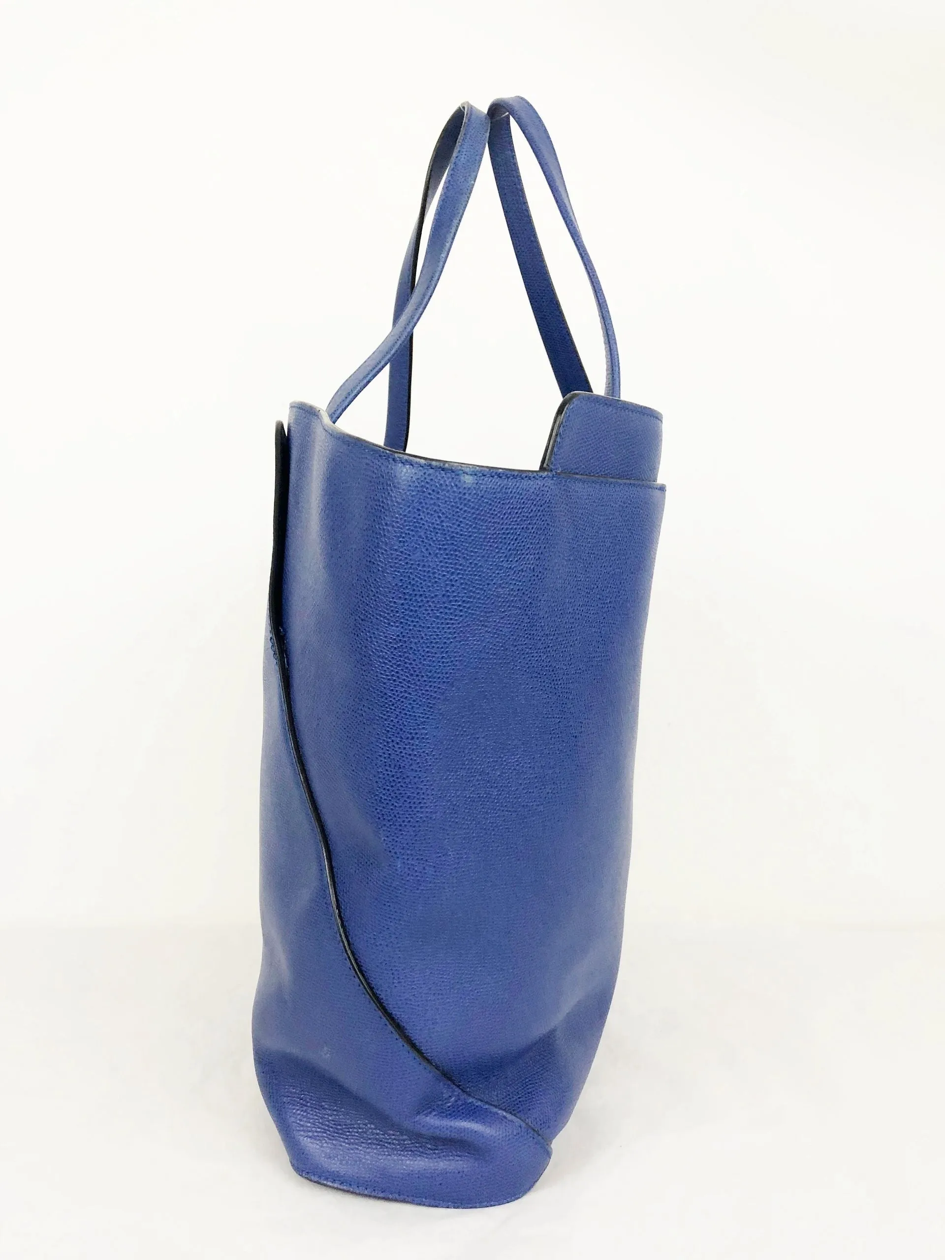 Valextra Blue Leather Tote