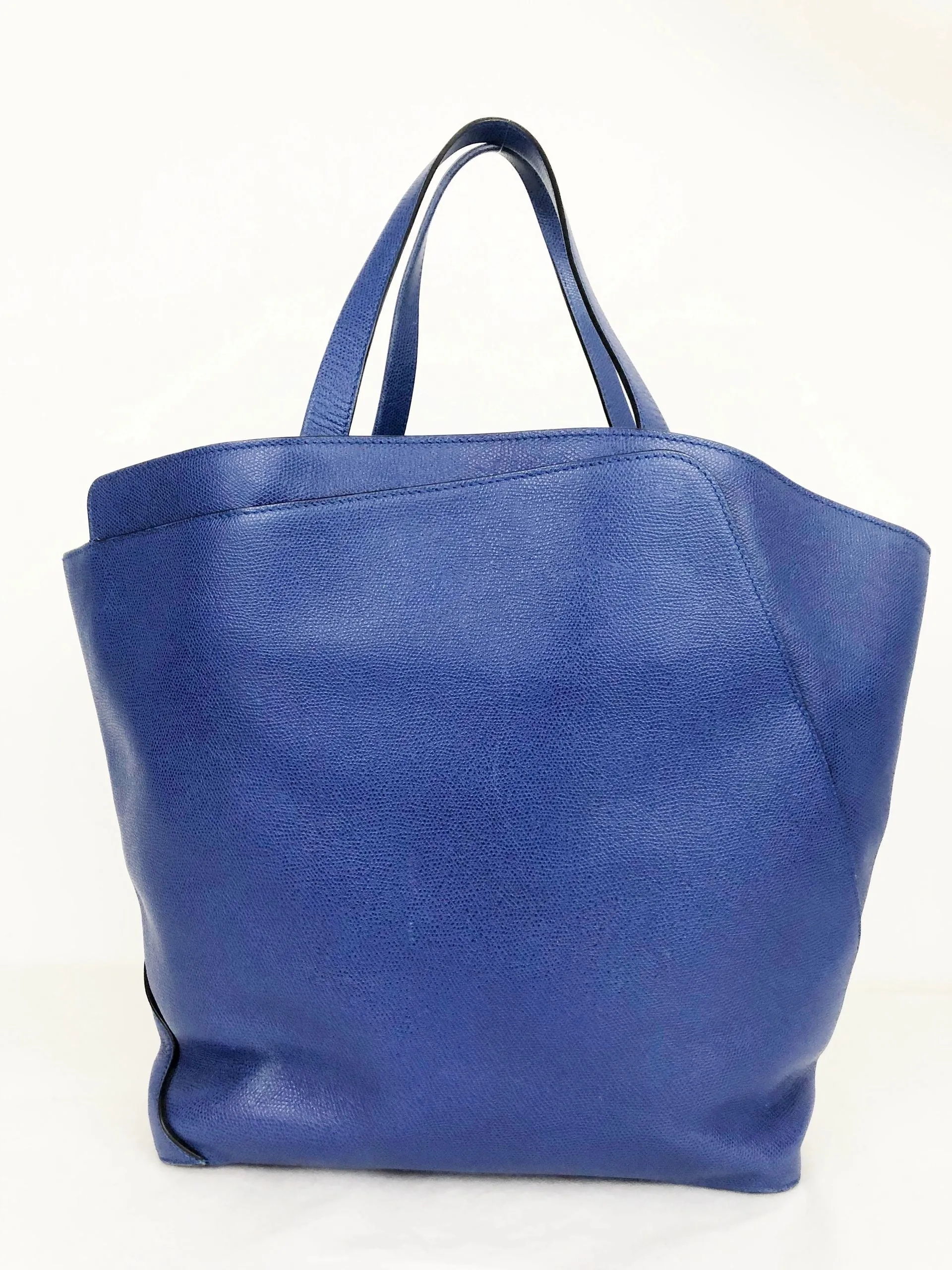Valextra Blue Leather Tote
