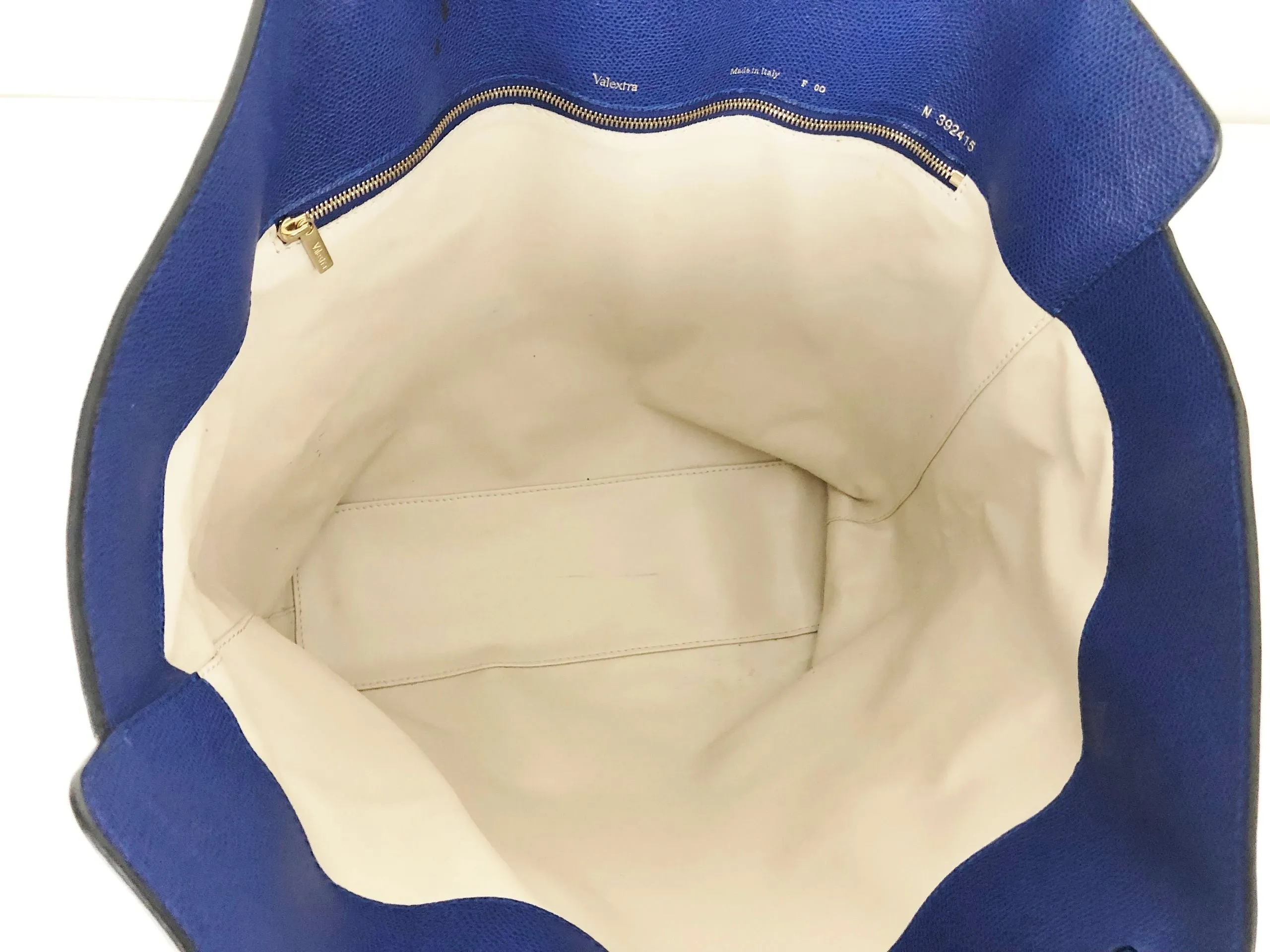 Valextra Blue Leather Tote