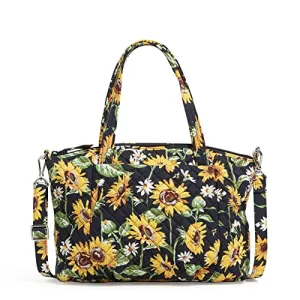 Vera Bradley Women's Cotton Pleated Multi-strap Shoulder Satchel Purse, Sunflowers, One Size