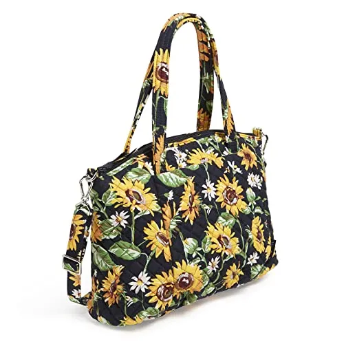 Vera Bradley Women's Cotton Pleated Multi-strap Shoulder Satchel Purse, Sunflowers, One Size