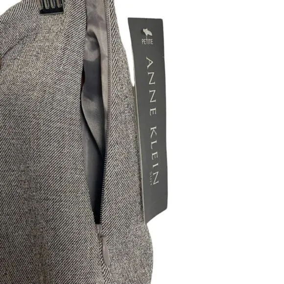 Vintage Anne Klein Womens Gray Pleated Skirt Suit Size 8P Office Ware