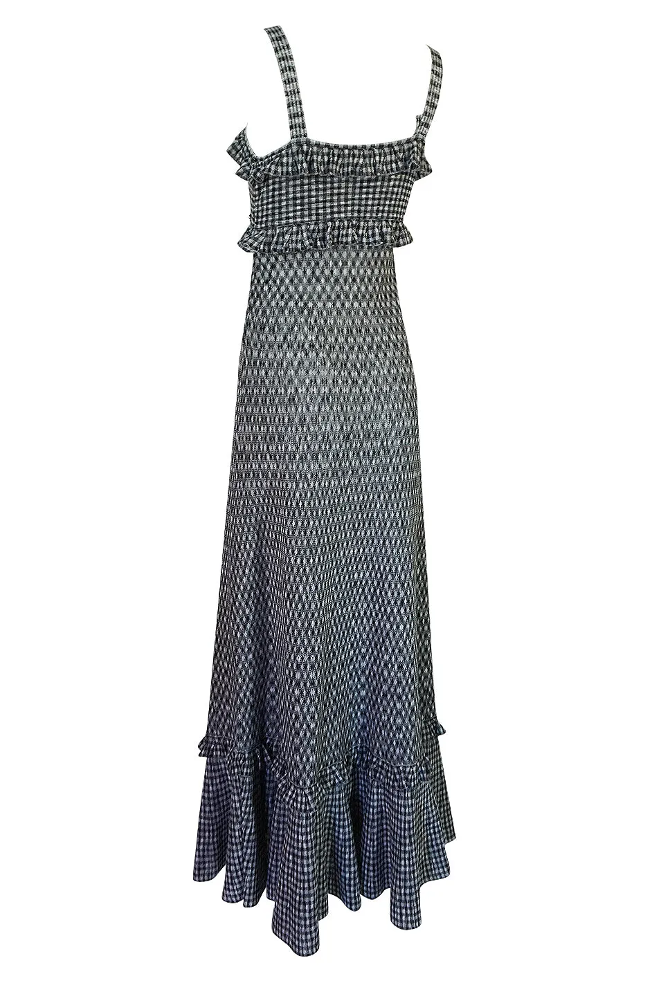 Vintage Chanel Black & White Check Soft Stretch Knit Halter Dress