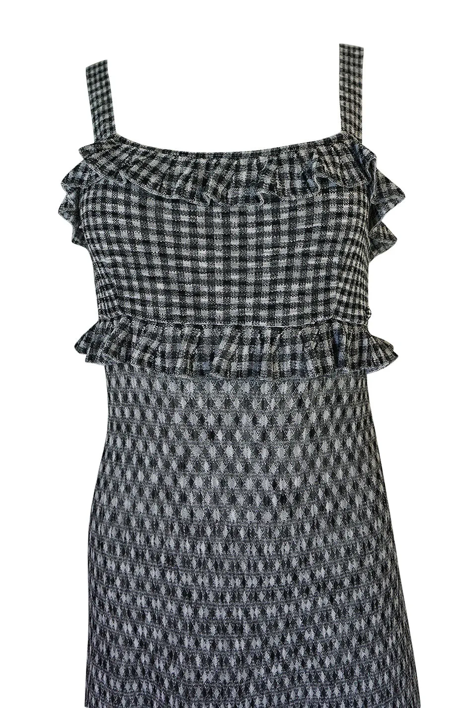 Vintage Chanel Black & White Check Soft Stretch Knit Halter Dress