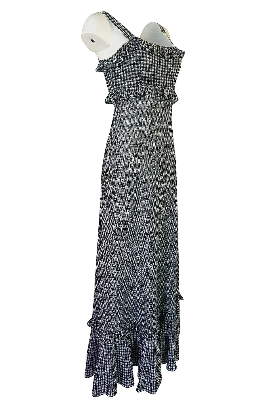 Vintage Chanel Black & White Check Soft Stretch Knit Halter Dress