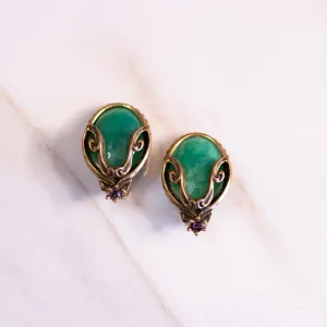 Vintage Green and Gold Statement Earrings