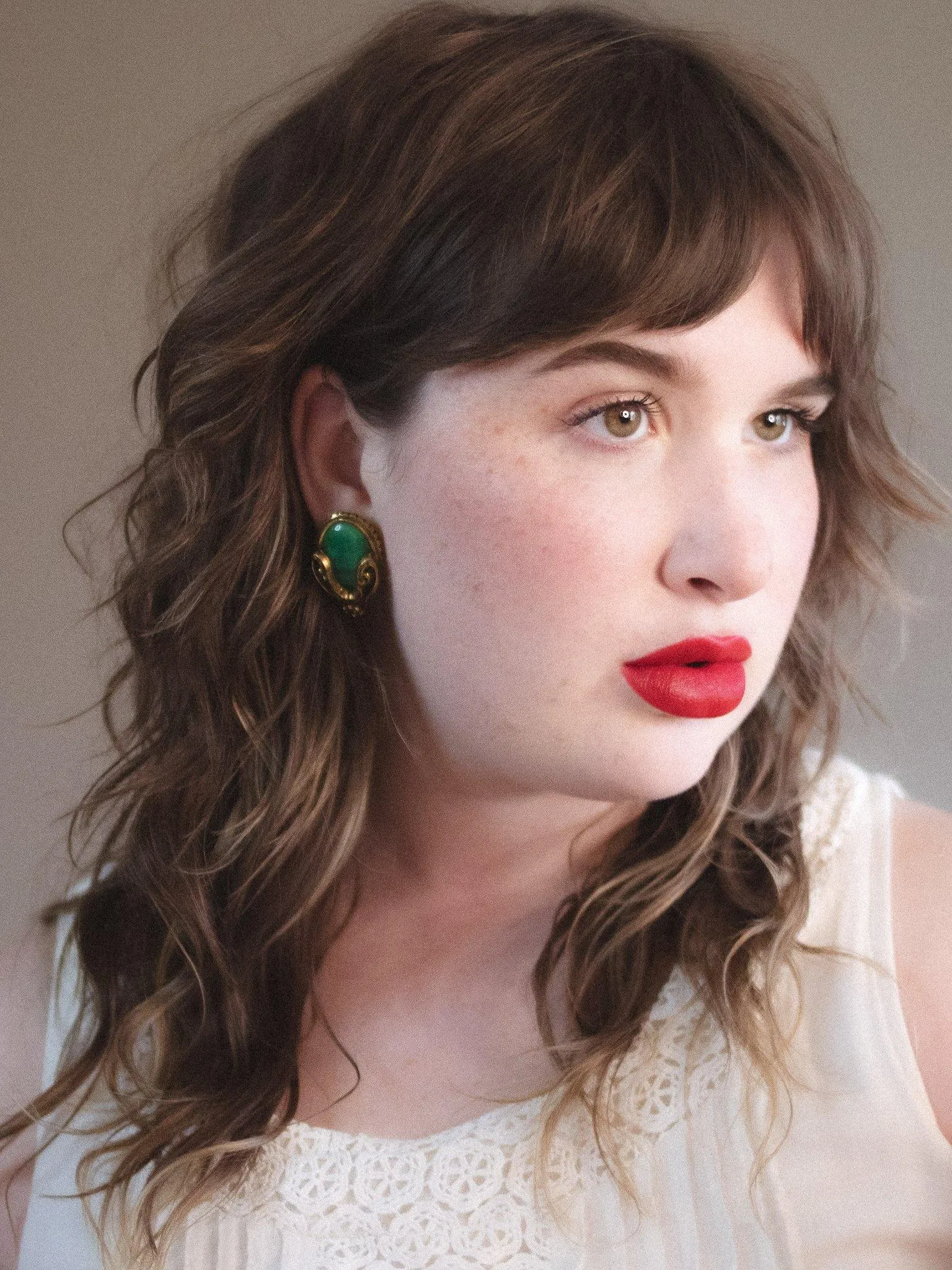 Vintage Green and Gold Statement Earrings