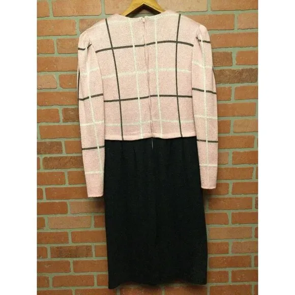 Vintage Leslie Fay Women's Secretary Dress Size 12 sweater long sleeve