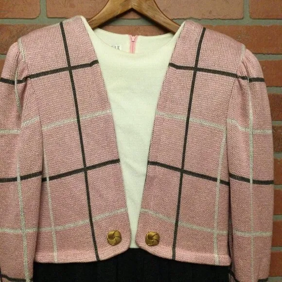 Vintage Leslie Fay Women's Secretary Dress Size 12 sweater long sleeve