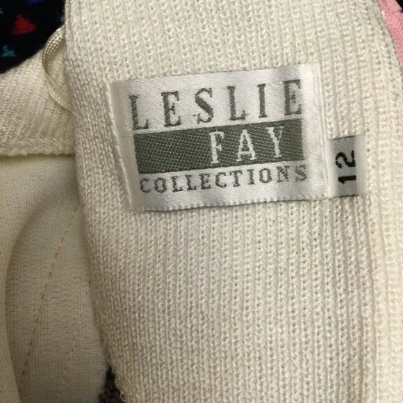 Vintage Leslie Fay Women's Secretary Dress Size 12 sweater long sleeve