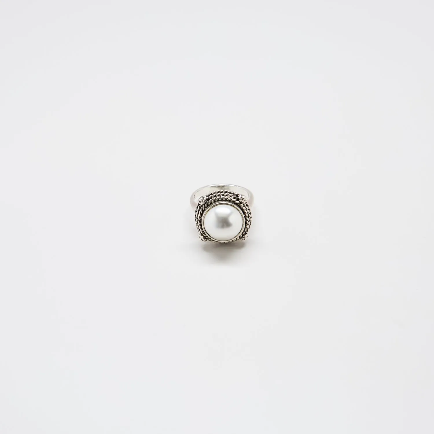 Vintage Pearl Rope Twist Statement Ring