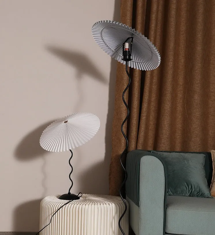 Vintage Pleated Floor Lamp White Fabric