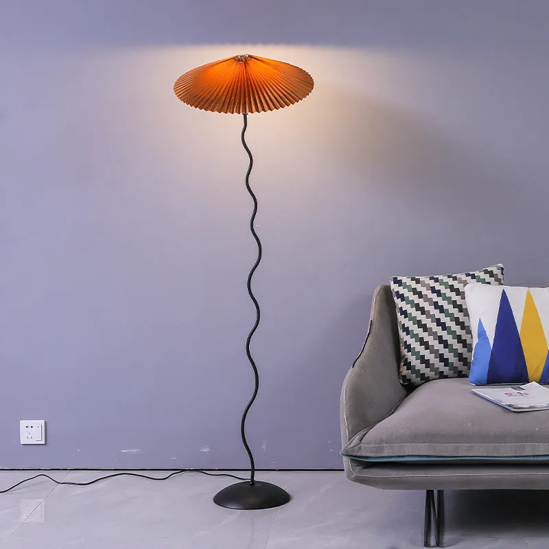 Vintage Pleated Floor Lamp White Fabric