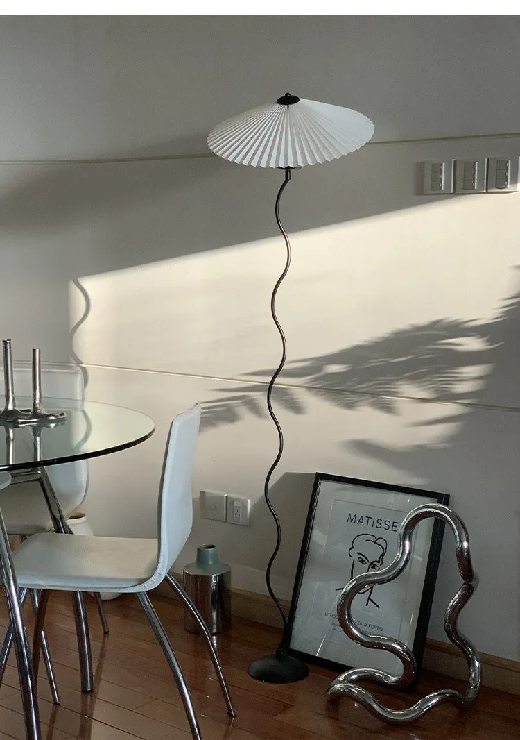 Vintage Pleated Floor Lamp White Fabric