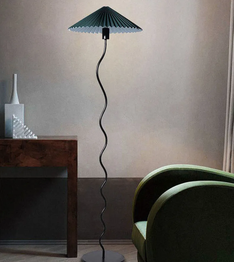 Vintage Pleated Floor Lamp White Fabric