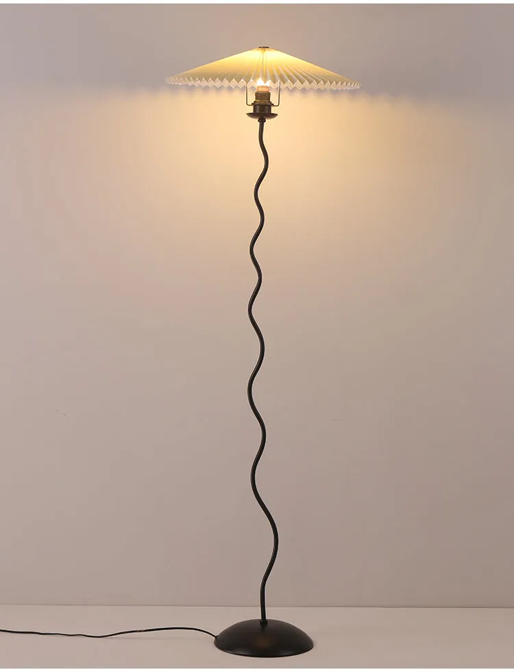 Vintage Pleated Floor Lamp White Fabric