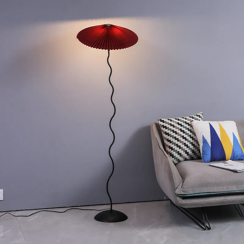 Vintage Pleated Floor Lamp White Fabric